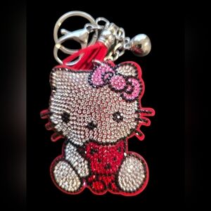 Hello Kitty Red Rhinestone Bag Charm Keychain